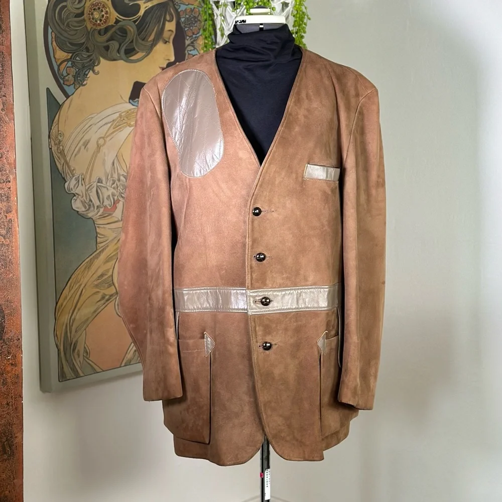 Men’s Vintage 1950s‎ 10-X Suede & Leather Shooting Jacket Size 48